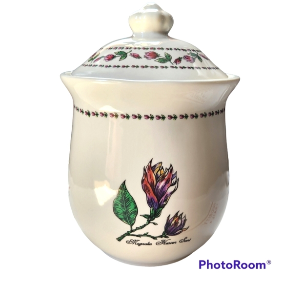 Tabletops Unlimited Other - Cream Floral Ceramic Canister with Lid